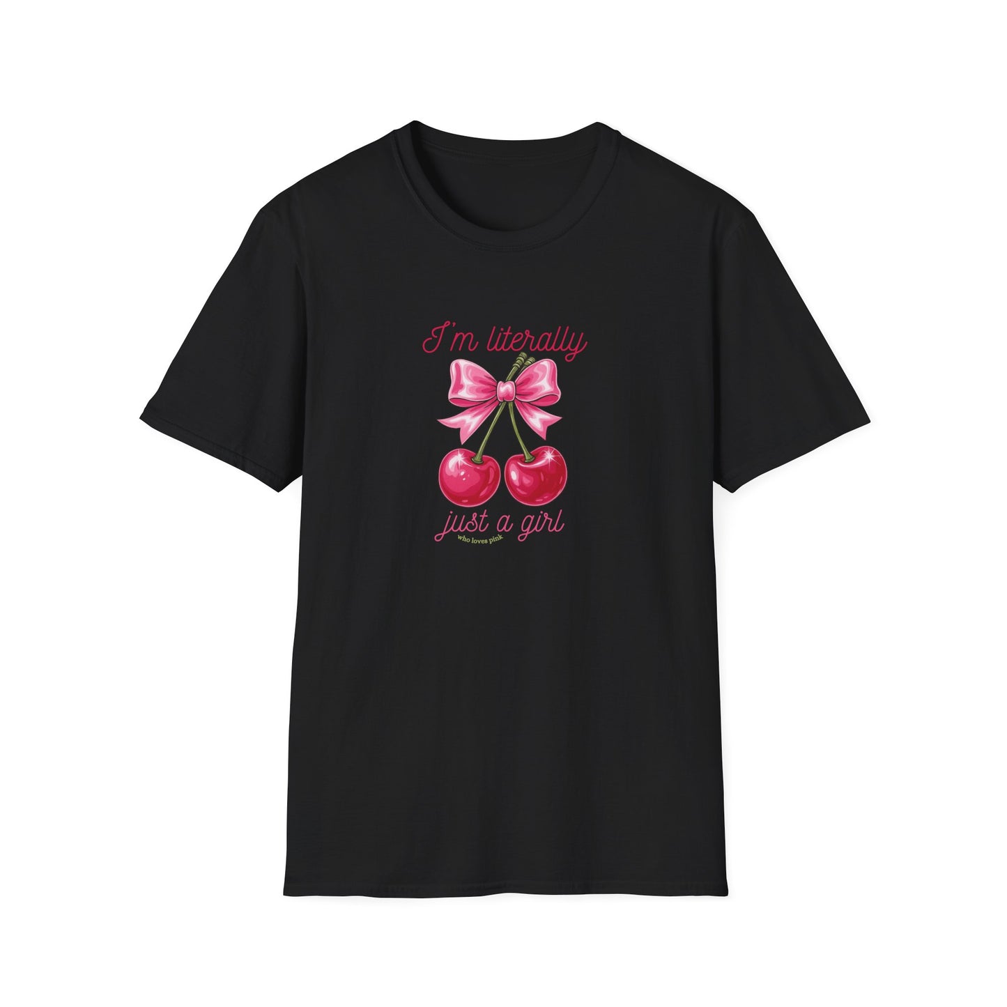 T-Shirt — “I’m Literally Just a Girl” Cherry Bow Graphic Tee