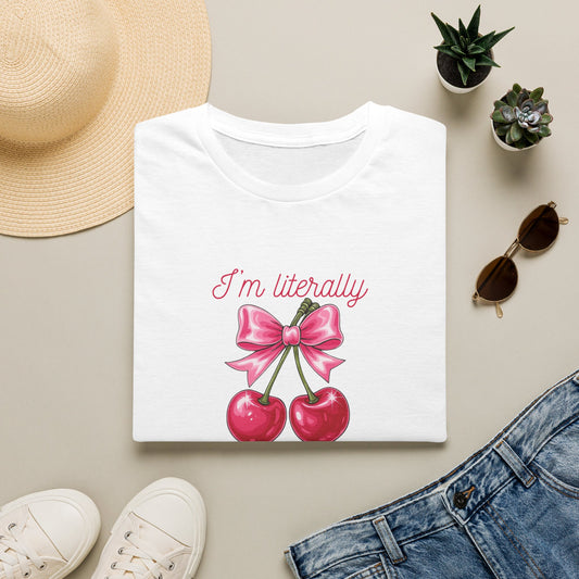 T-Shirt — “I’m Literally Just a Girl” Cherry Bow Graphic Tee