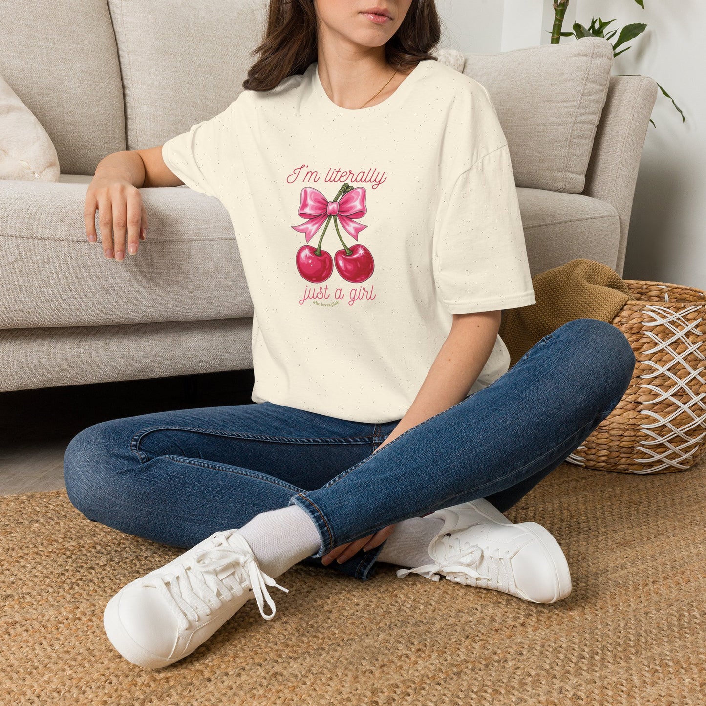 T-Shirt — “I’m Literally Just a Girl” Cherry Bow Graphic Tee