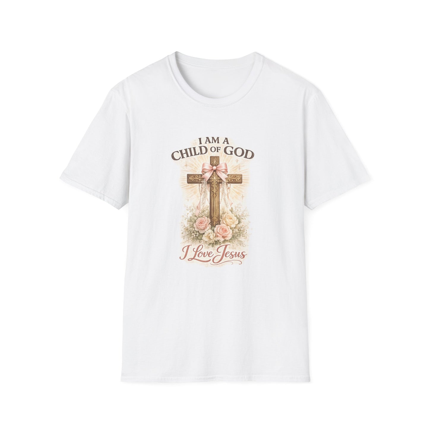 I Am a Child of God T-Shirt — Floral Cross Christian Tee