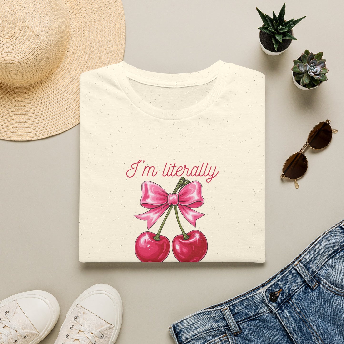 T-Shirt — “I’m Literally Just a Girl” Cherry Bow Graphic Tee