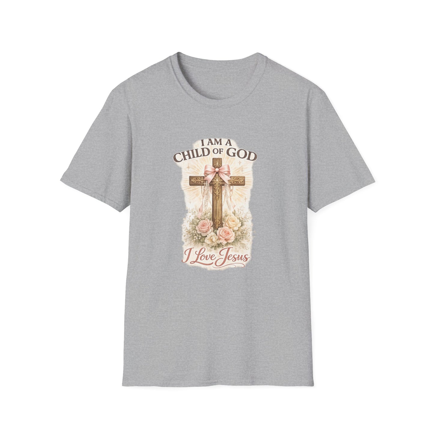 I Am a Child of God T-Shirt — Floral Cross Christian Tee